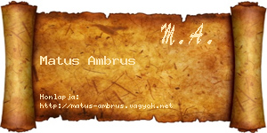 Matus Ambrus névjegykártya